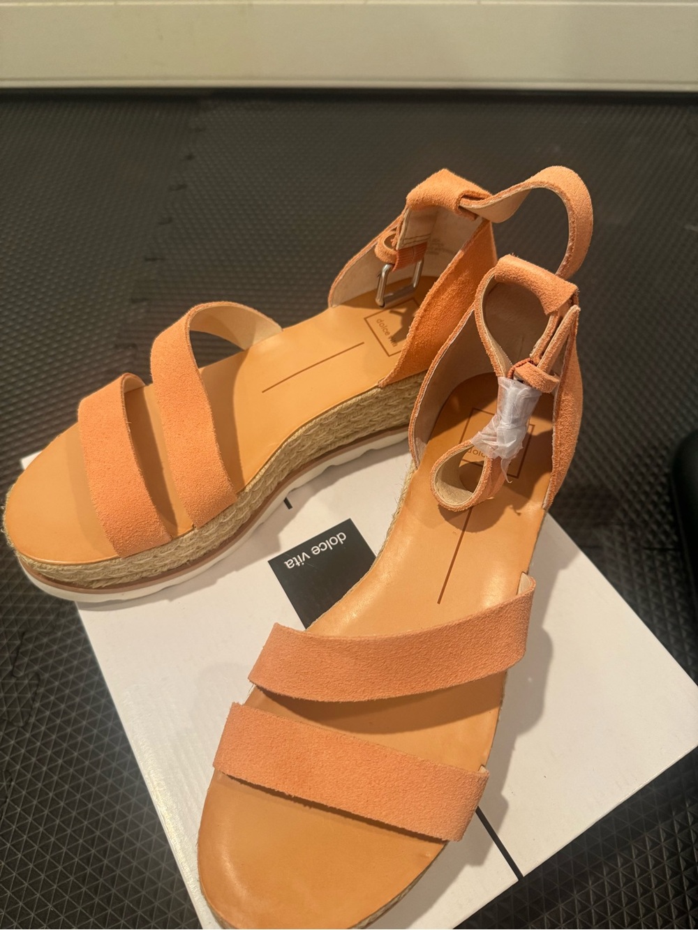 Dolce Vita - Liza - Women’s Peach Suede Espadrille Wedge Sandals